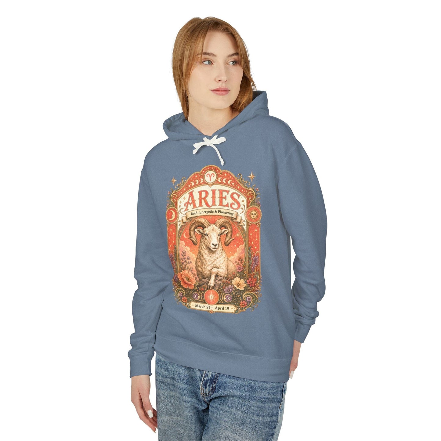 Aries Zodiac Hooded Sweatshirt – Enchanted Ram Artwork