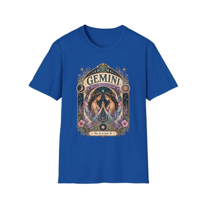 Gemini Zodiac Softstyle T-Shirt – Celestial Twins Artwork