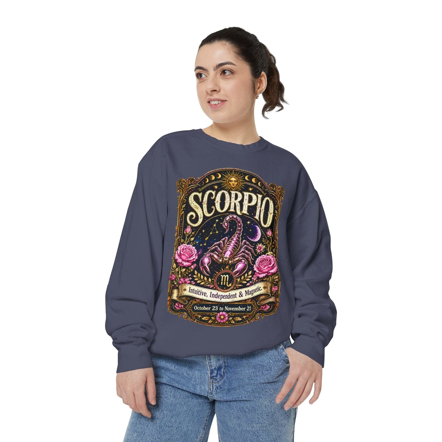Scorpio Zodiac Garment-Dyed Sweatshirt – Mystic Scorpion Artwork
