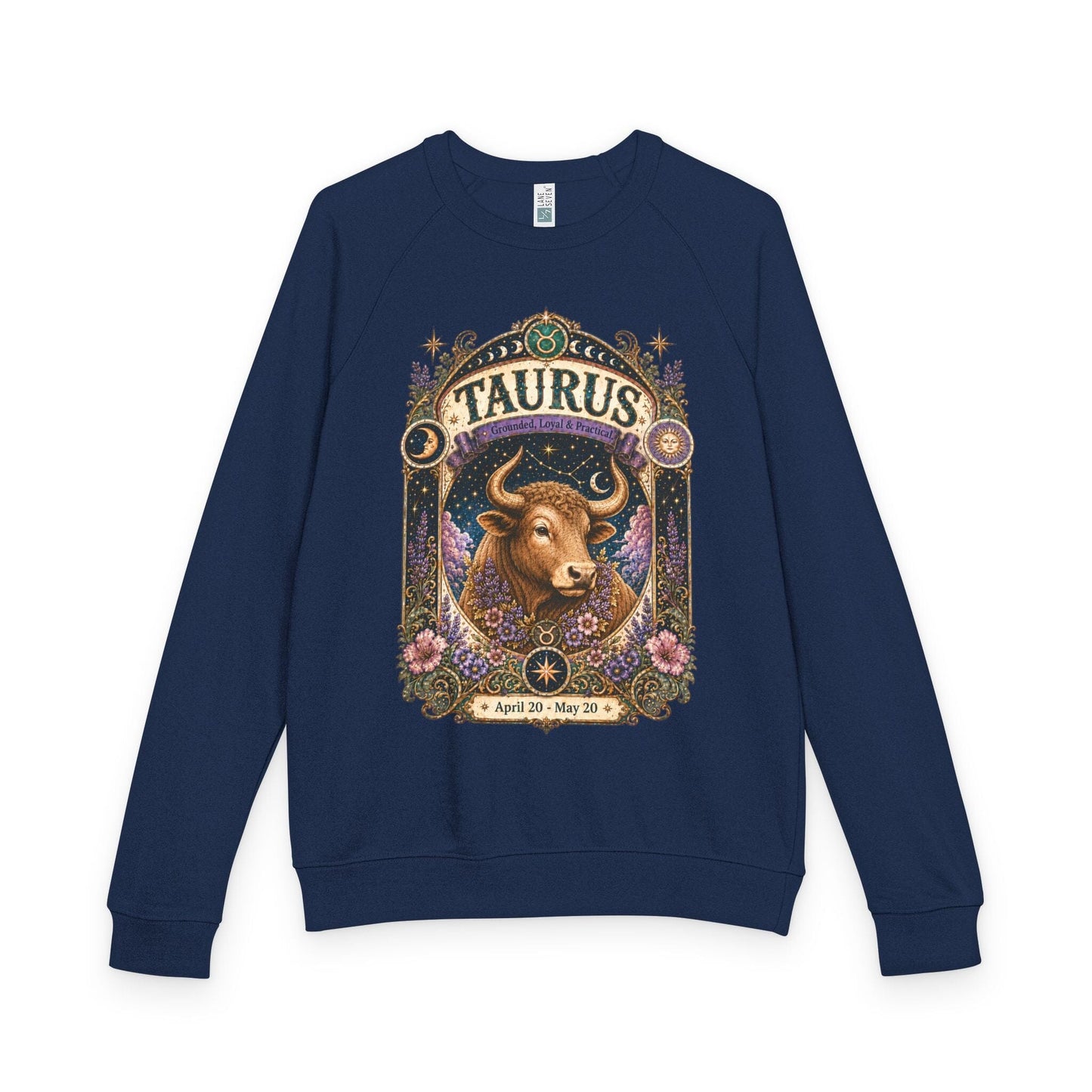 Taurus Zodiac Raglan Sweatshirt – Ethereal Bull Artwork