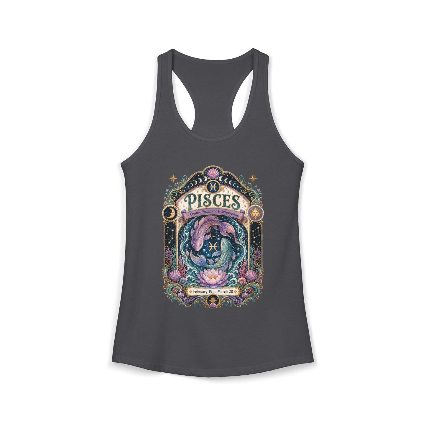 Pisces Zodiac Women's Racerback Tank – Ornate Fish Artwork
