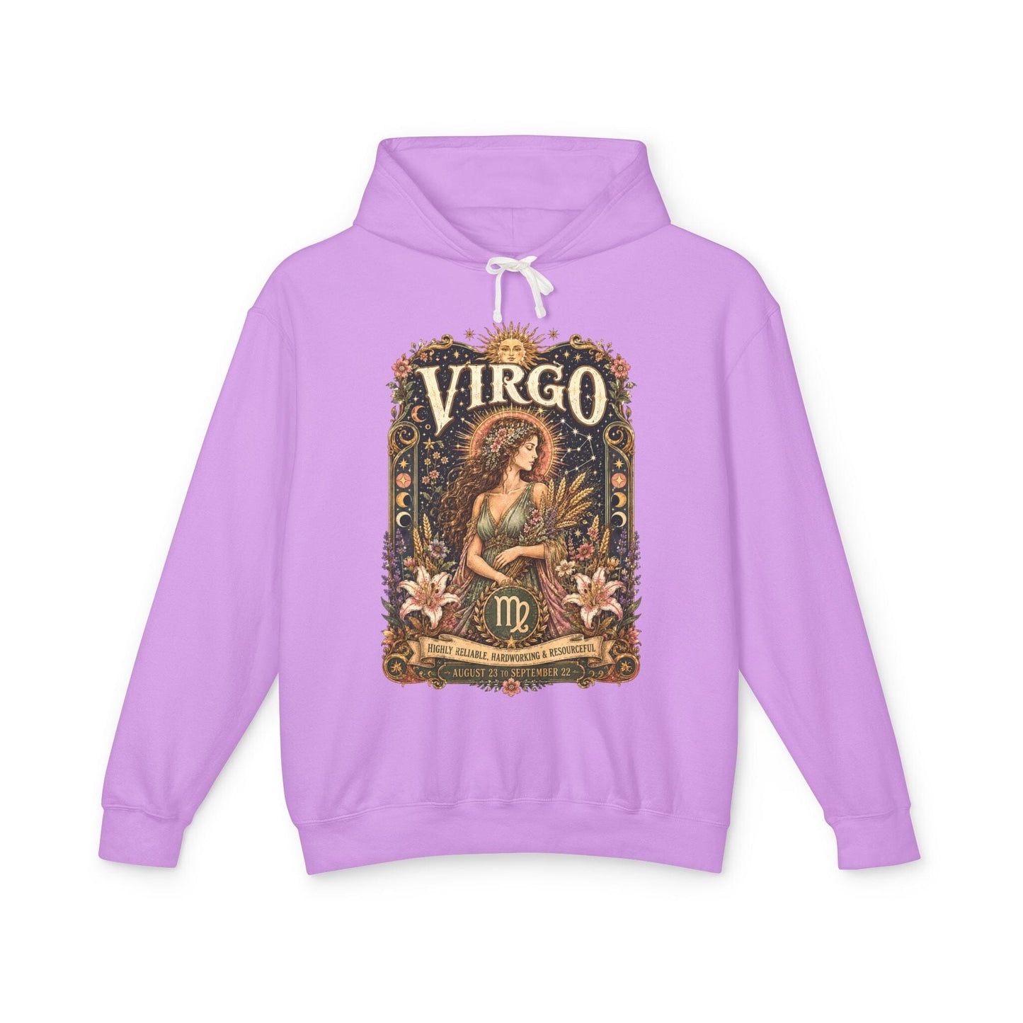Virgo Zodiac Hooded Sweatshirt – Enchanted Maiden Artwork