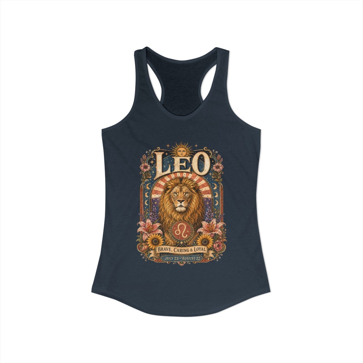 Leo Zodiac Women's Racerback Tank – Ornate Lion Artwork