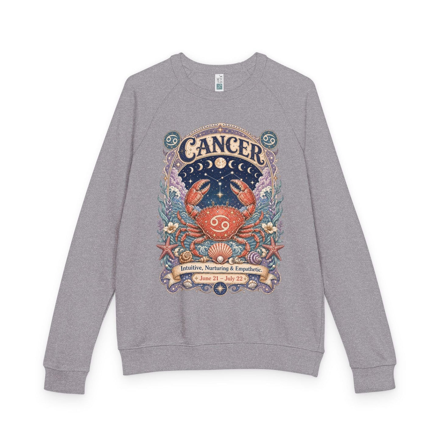 Cancer Zodiac Raglan Sweatshirt – Ethereal Crab Artwork