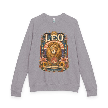Leo Zodiac Raglan Sweatshirt – Ethereal Lion Artwork