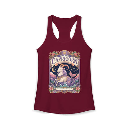 Capricorn Zodiac Women's Racerback Tank – Ornate Sea Goat Artwork