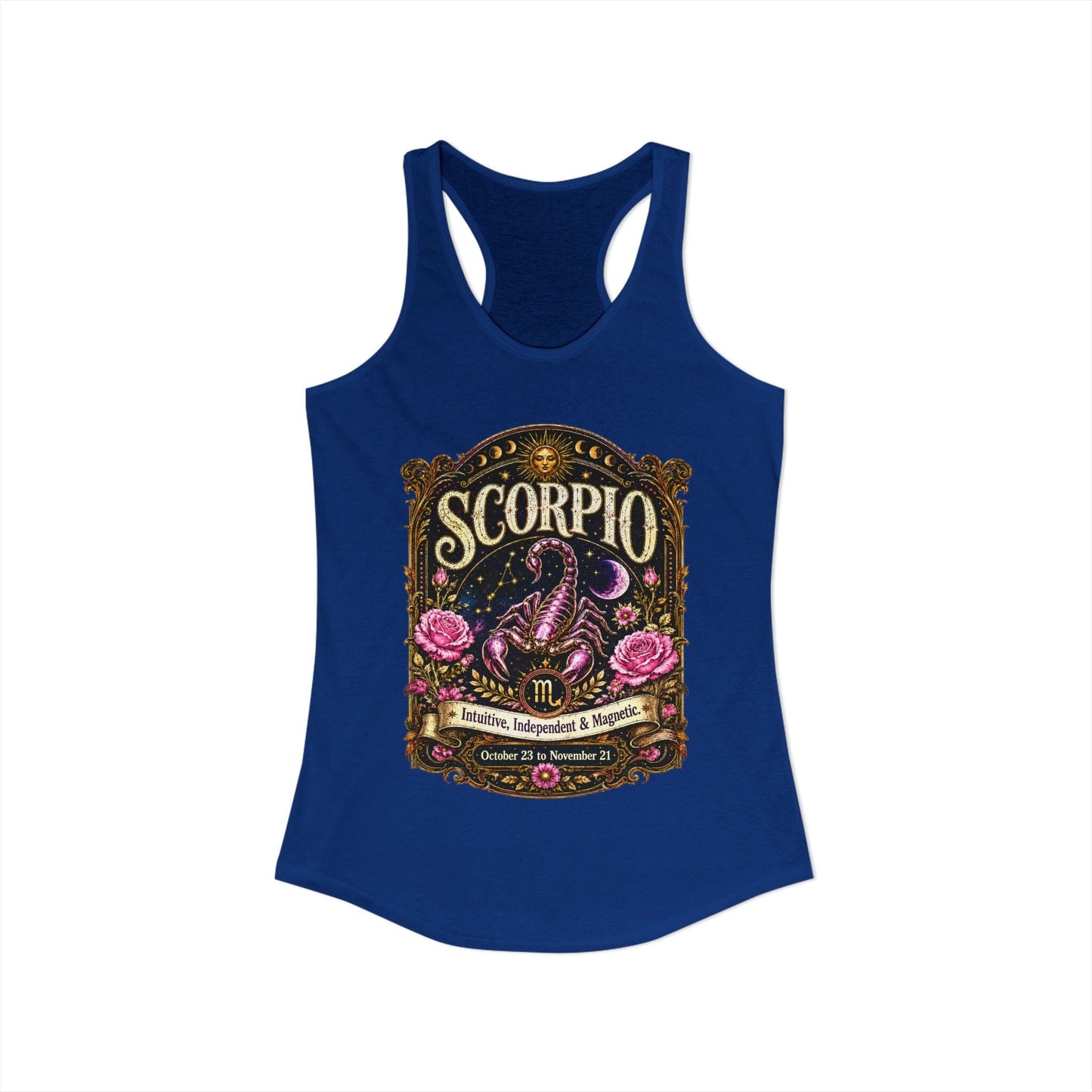 Scorpio Zodiac Women's Racerback Tank – Ornate Scorpion Artwork