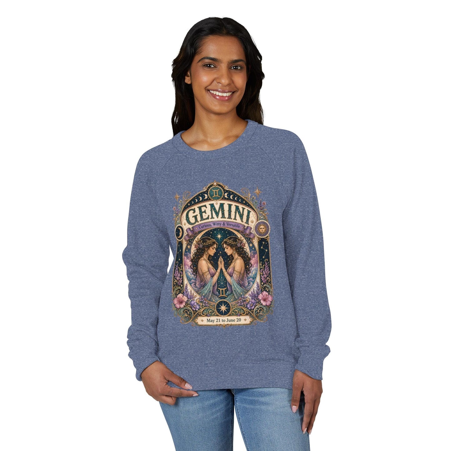 Gemini Zodiac Raglan Sweatshirt – Ethereal Twins Artwork