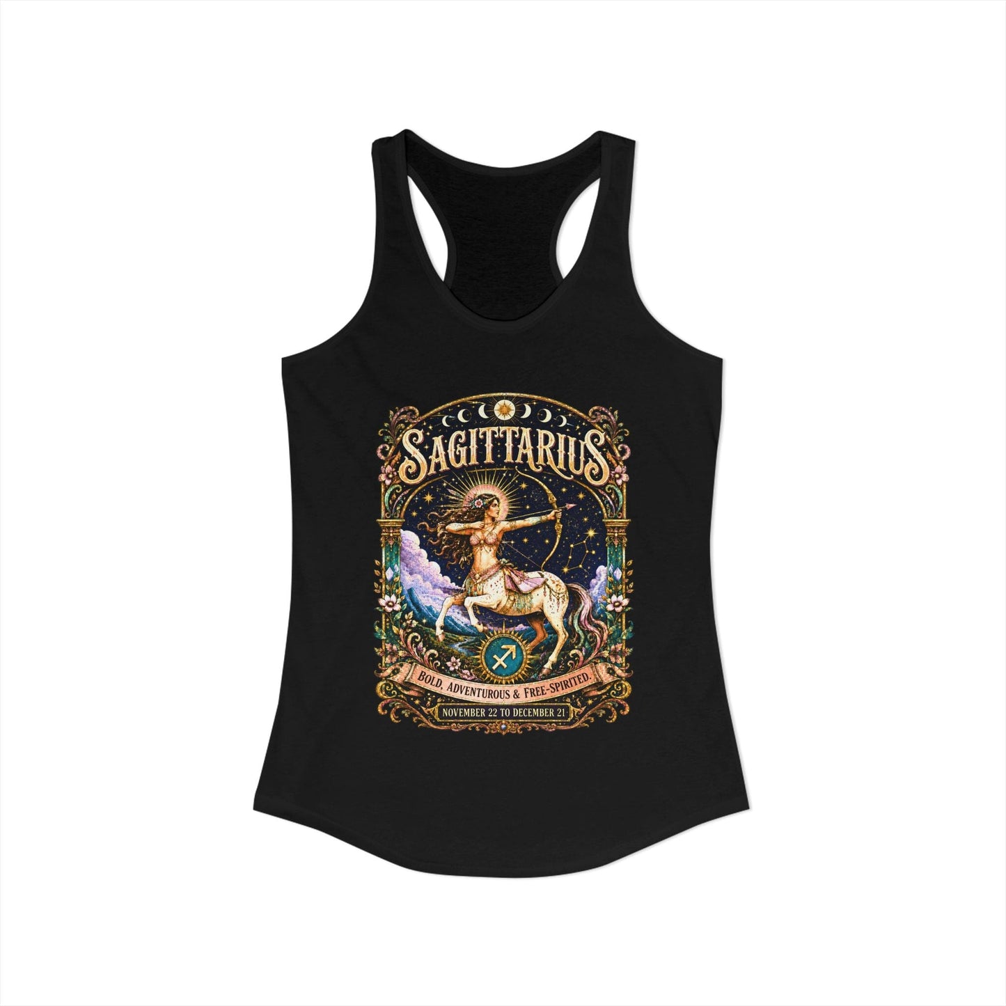 Sagittarius Zodiac Women's Racerback Tank – Ornate Archer Artwork