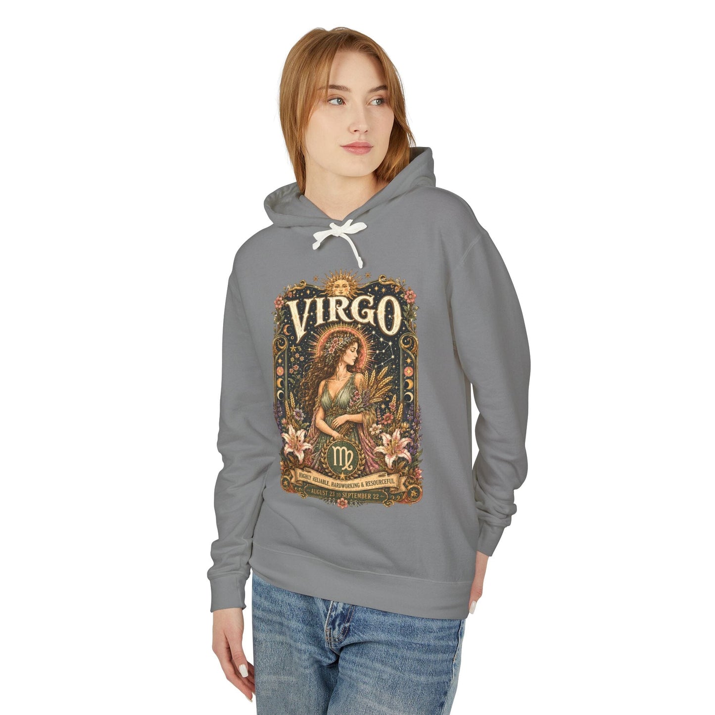 Virgo Zodiac Hooded Sweatshirt – Enchanted Maiden Artwork