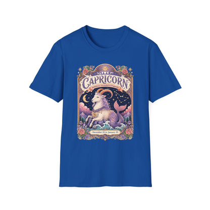 Capricorn Zodiac Softstyle T-Shirt – Celestial Sea Goat Artwork