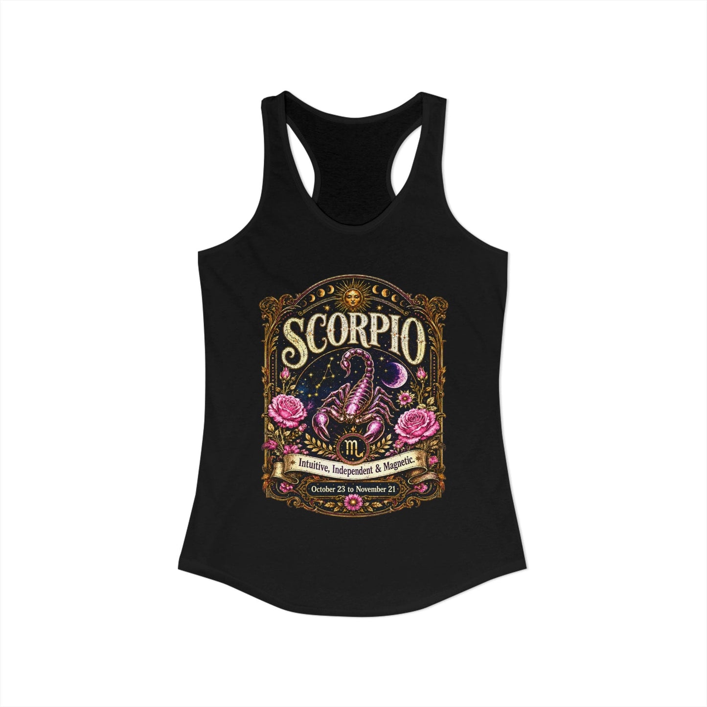 Scorpio Zodiac Women's Racerback Tank – Ornate Scorpion Artwork