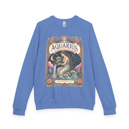 Aquarius Zodiac Raglan Sweatshirt – Ethereal Water Bearer Artwork