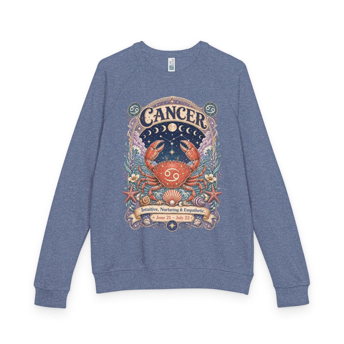 Cancer Zodiac Raglan Sweatshirt – Ethereal Crab Artwork