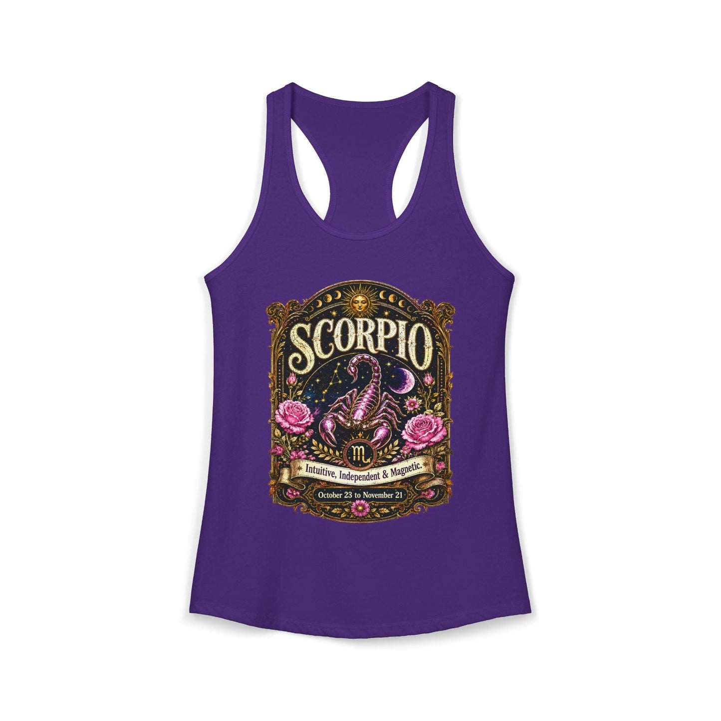 Scorpio Zodiac Women's Racerback Tank – Ornate Scorpion Artwork