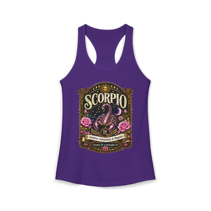 Scorpio Zodiac Women's Racerback Tank – Ornate Scorpion Artwork