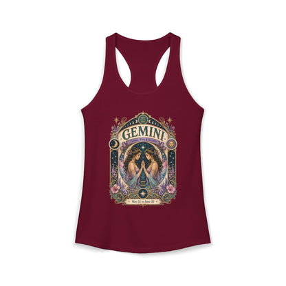 Gemini Zodiac Women's Racerback Tank – Ornate Twins Artwork