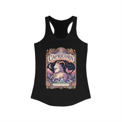 Capricorn Zodiac Women's Racerback Tank – Ornate Sea Goat Artwork