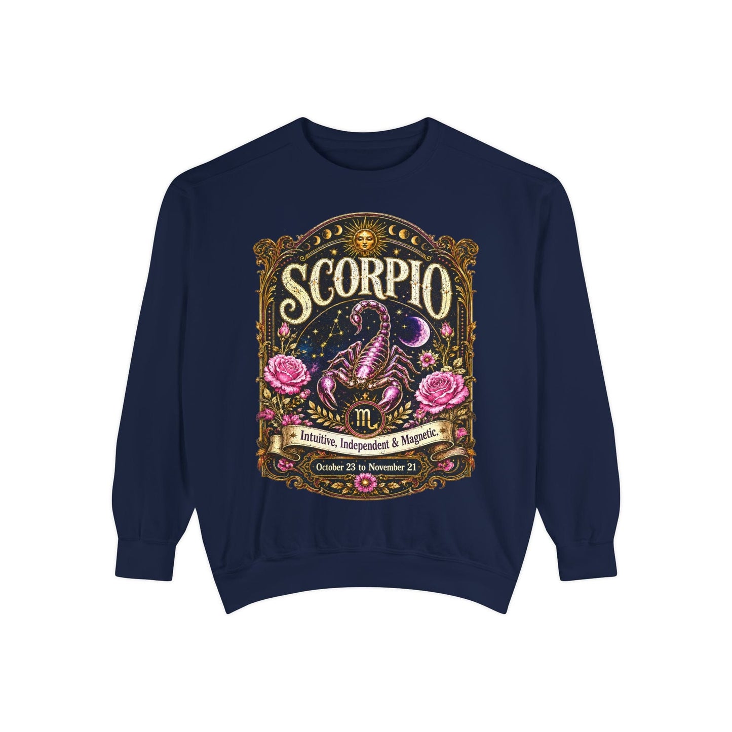Scorpio Zodiac Garment-Dyed Sweatshirt – Mystic Scorpion Artwork