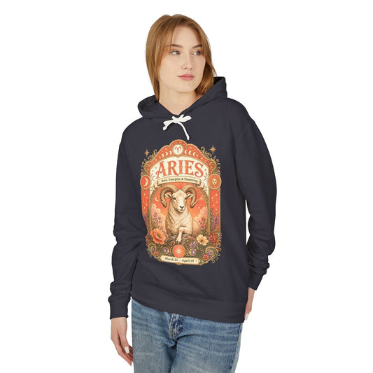 Aries Zodiac Hooded Sweatshirt – Enchanted Ram Artwork