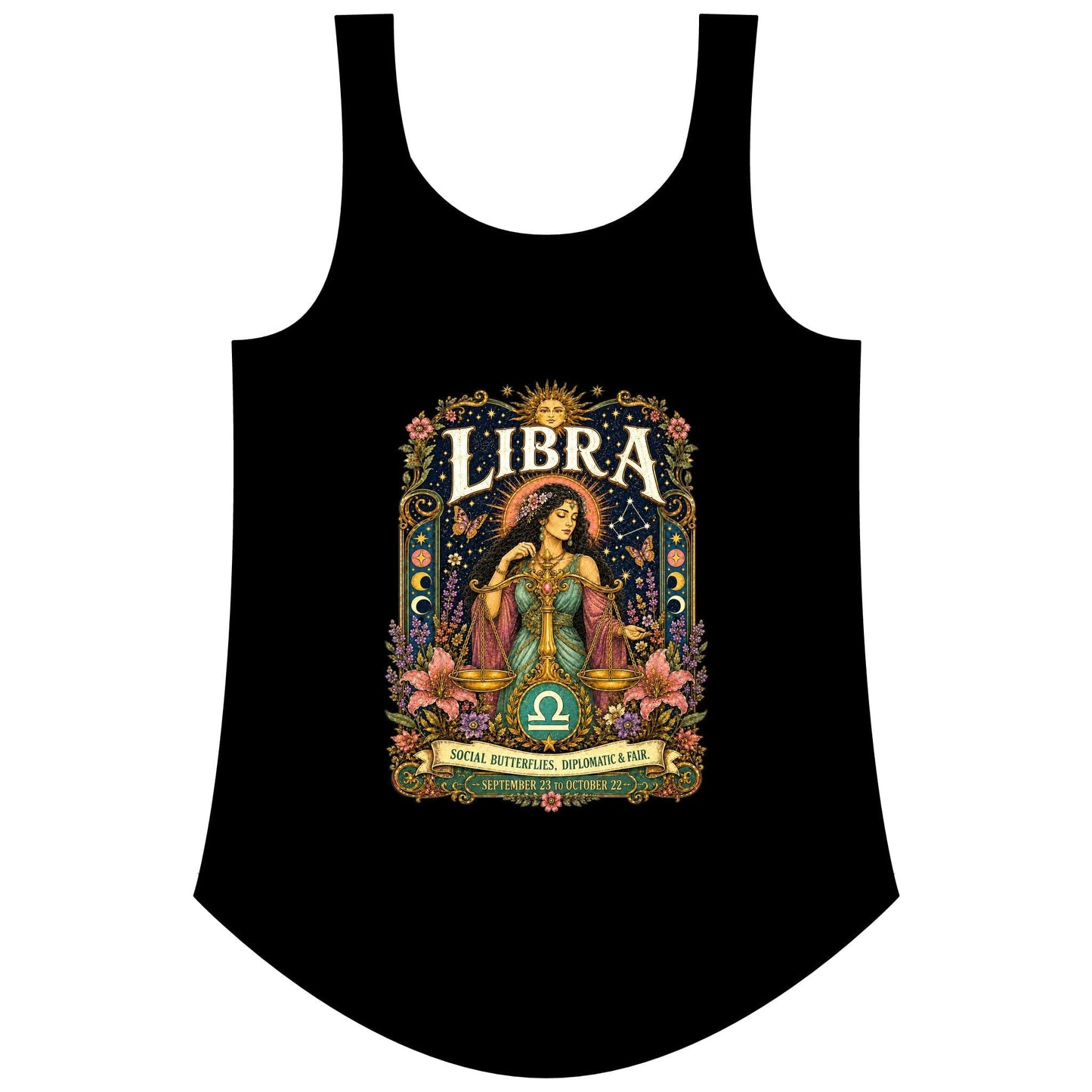 Libra Zodiac Women's Festival Tank Top – Vintage Scales Astrology Tank