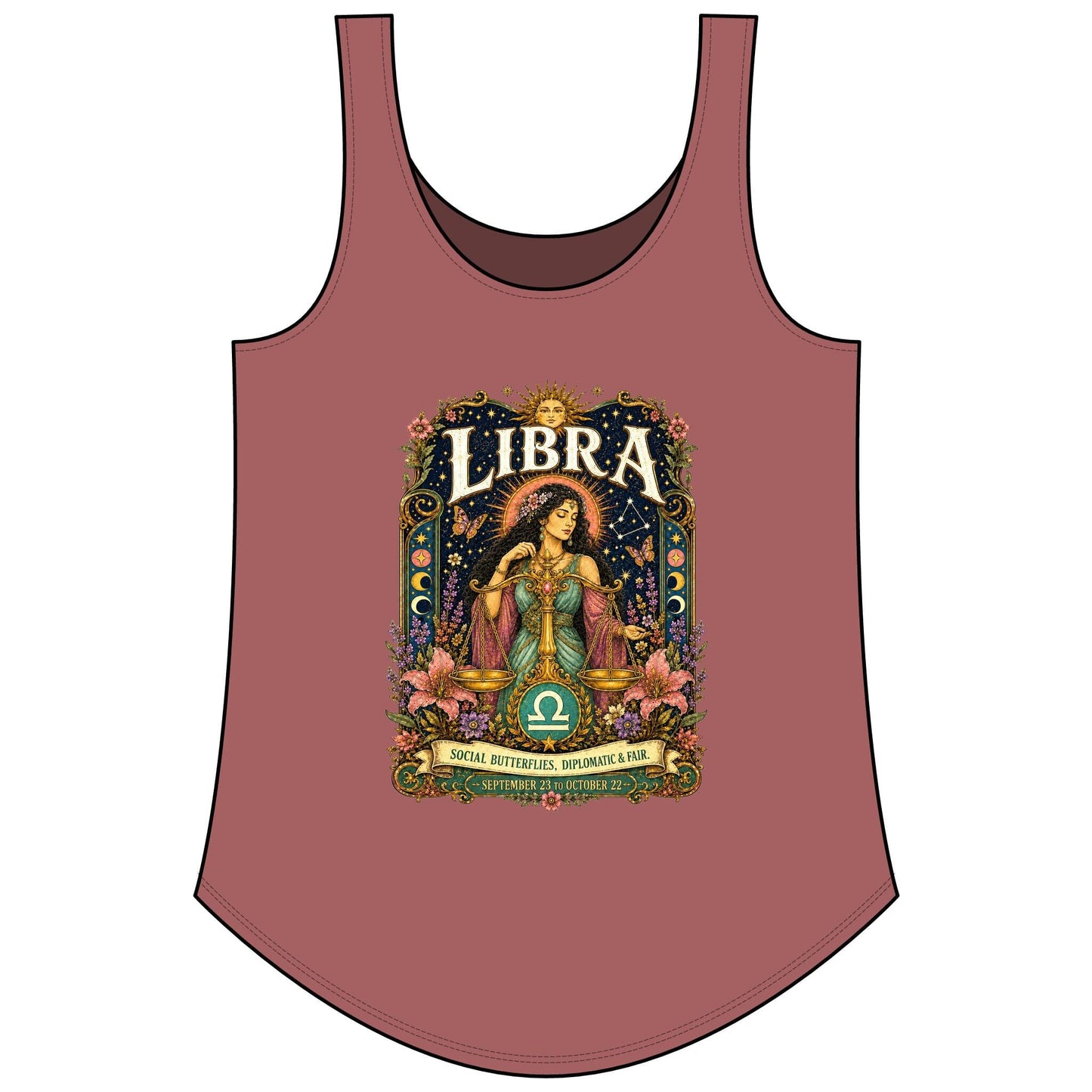 Libra Zodiac Women's Festival Tank Top – Vintage Scales Astrology Tank