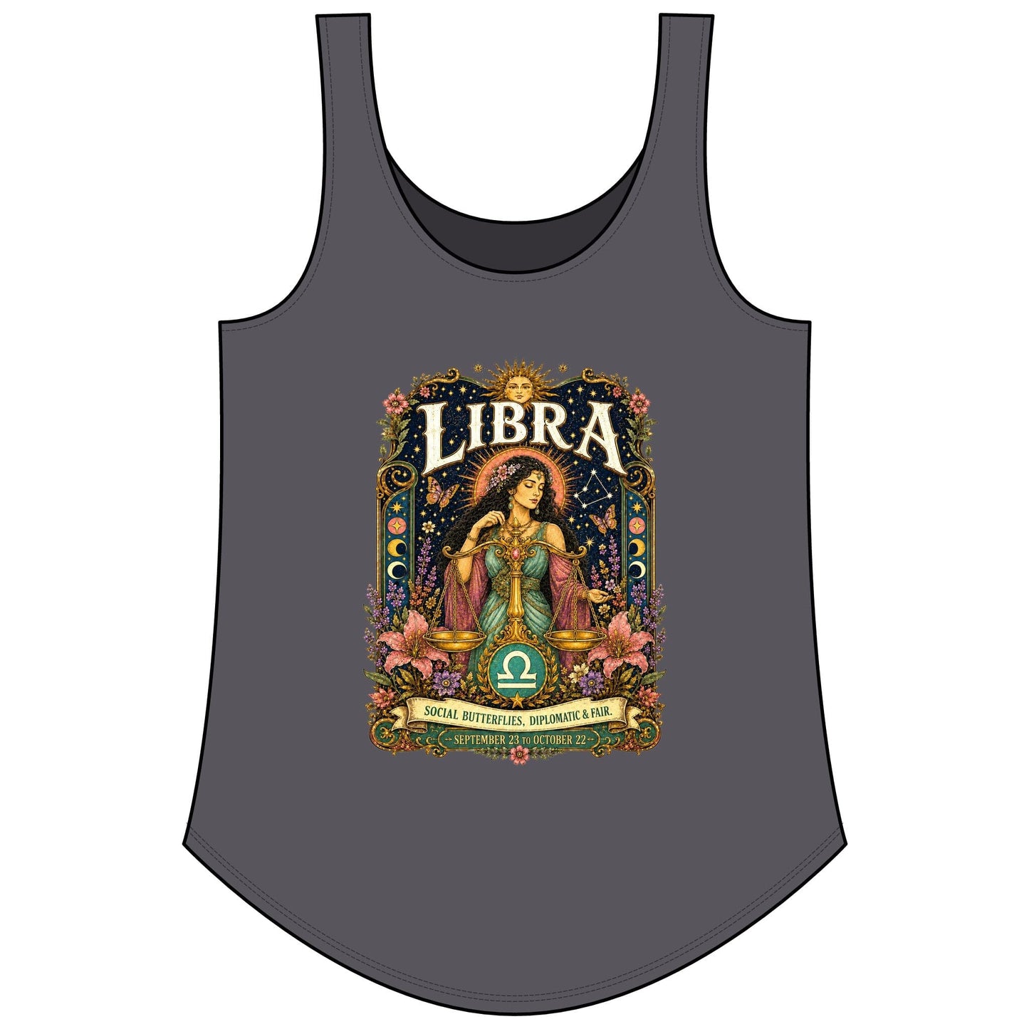 Libra Zodiac Women's Festival Tank Top – Vintage Scales Astrology Tank