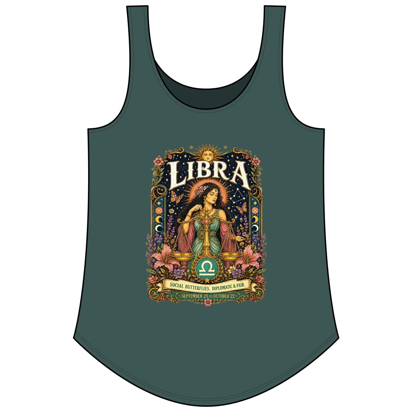 Libra Zodiac Women's Festival Tank Top – Vintage Scales Astrology Tank