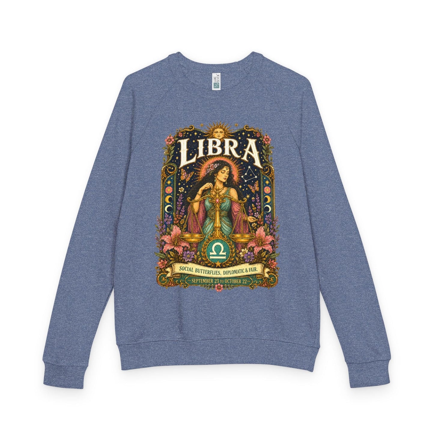 Libra Zodiac Raglan Sweatshirt – Ethereal Scales Artwork