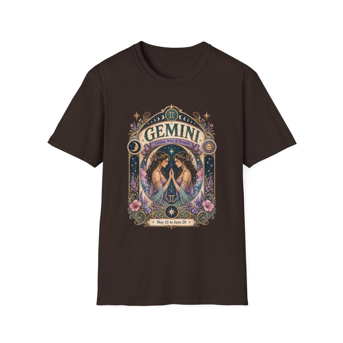 Gemini Zodiac Softstyle T-Shirt – Celestial Twins Artwork