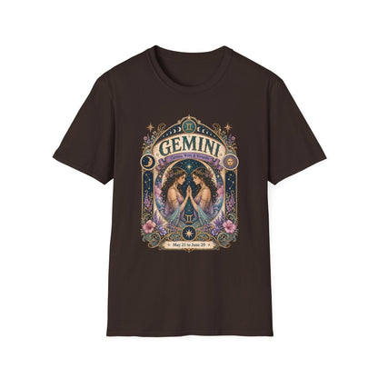Gemini Zodiac Softstyle T-Shirt – Celestial Twins Artwork