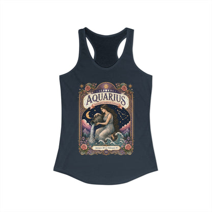 Aquarius Zodiac Women's Racerback Tank – Ornate Water Bearer Artwork