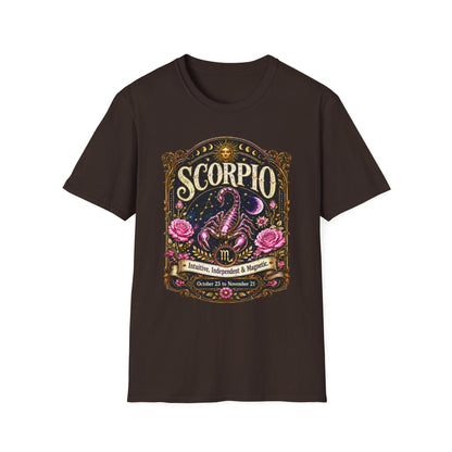 Scorpio Zodiac Softstyle T-Shirt – Celestial Scorpion Artwork