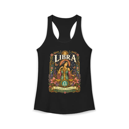 Libra Zodiac Women's Racerback Tank – Ornate Scales Artwork