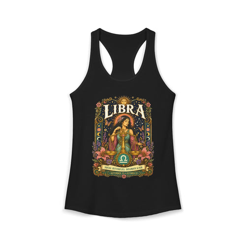 Libra Zodiac Women's Racerback Tank – Ornate Scales Artwork