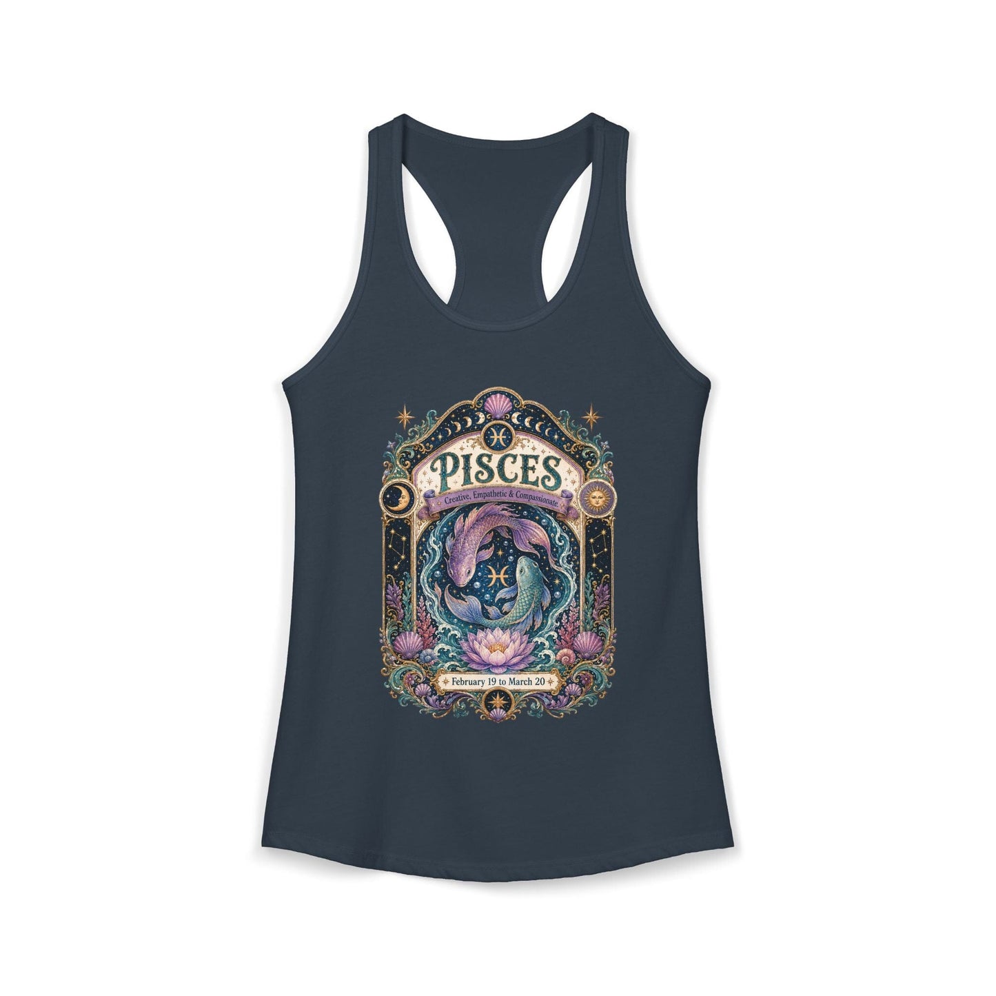 Pisces Zodiac Women's Racerback Tank – Ornate Fish Artwork