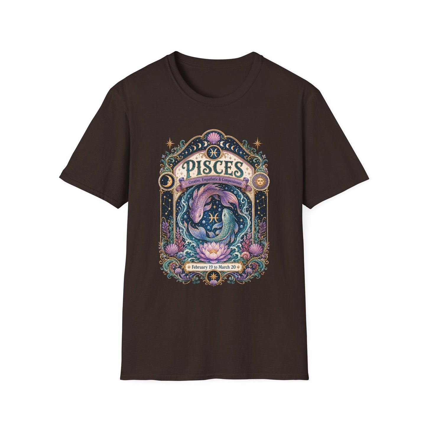 Pisces Zodiac Softstyle T-Shirt – Celestial Fish Artwork