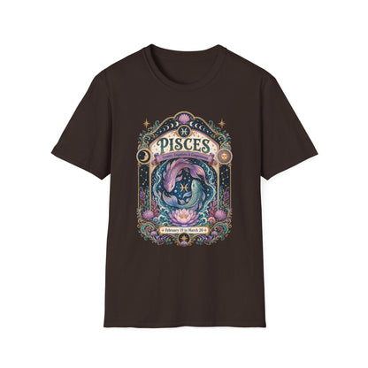 Pisces Zodiac Softstyle T-Shirt – Celestial Fish Artwork