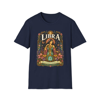 Libra Zodiac Softstyle T-Shirt – Celestial Scales Artwork
