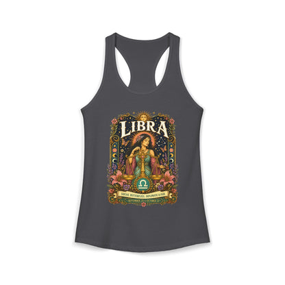 Libra Zodiac Women's Racerback Tank – Ornate Scales Artwork
