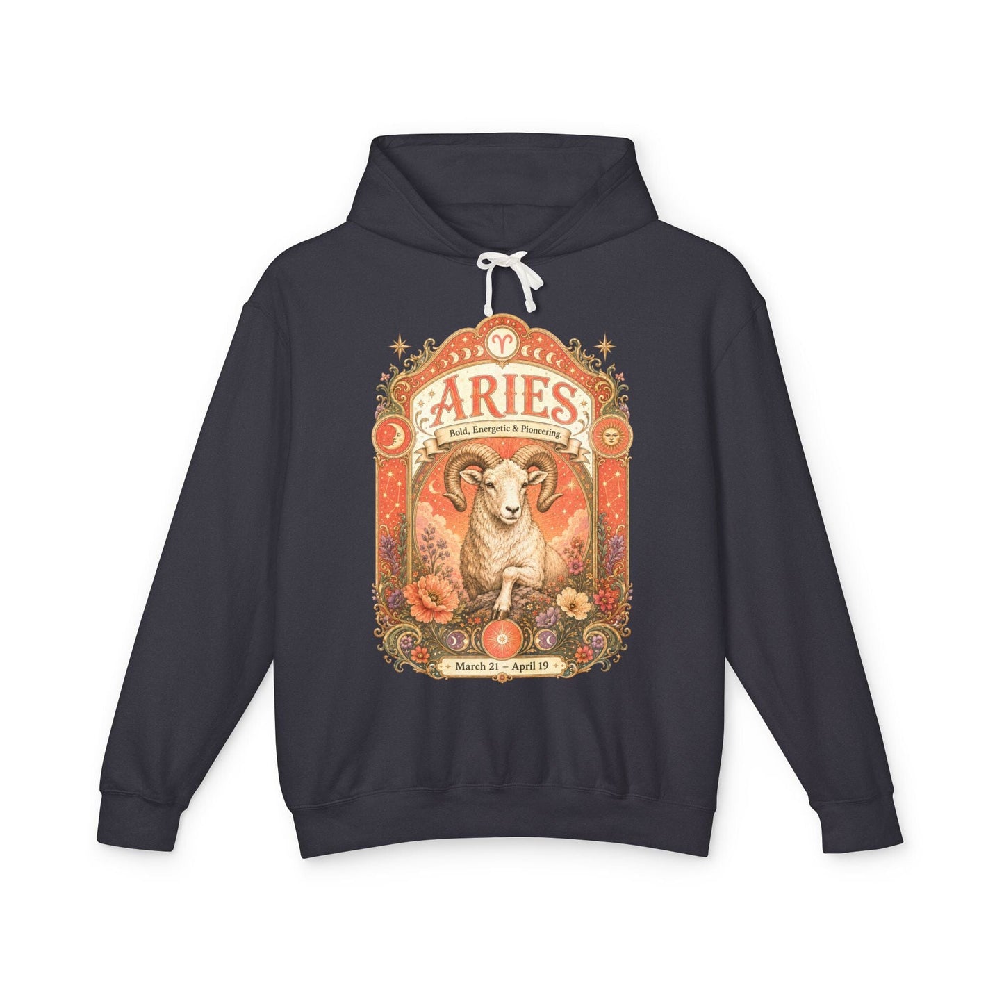 Aries Zodiac Hooded Sweatshirt – Enchanted Ram Artwork