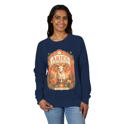 Aries Zodiac Raglan Sweatshirt – Ethereal Ram Artwork