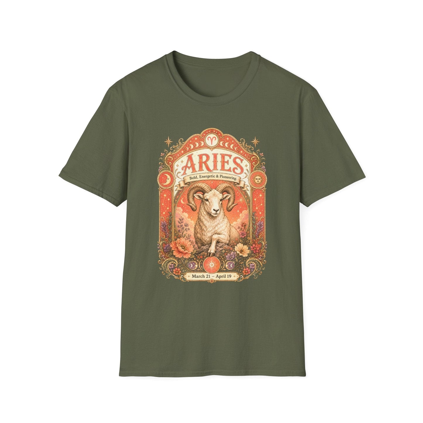 Aries Zodiac Softstyle T-Shirt – Celestial Ram Artwork