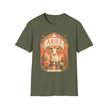 Aries Zodiac Softstyle T-Shirt – Celestial Ram Artwork