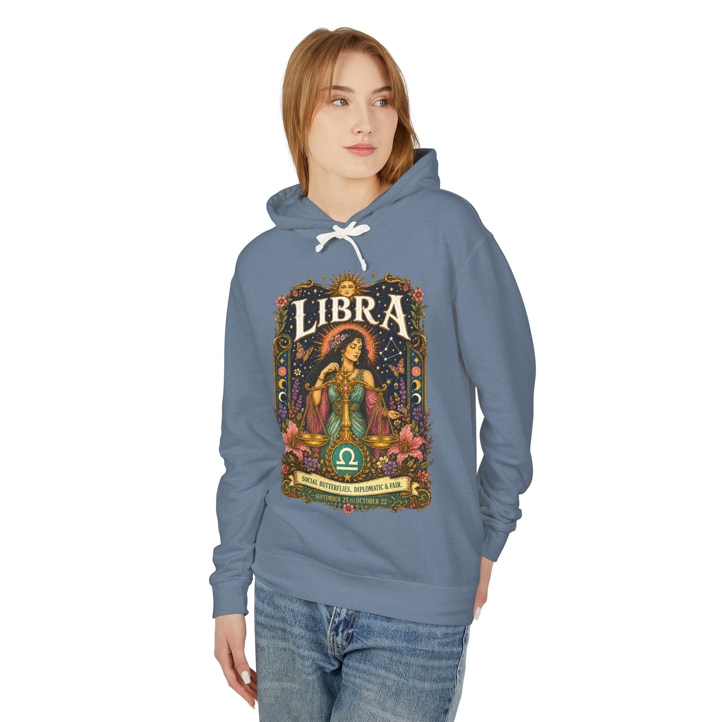 Libra Zodiac Hooded Sweatshirt – Enchanted Scales Artwork