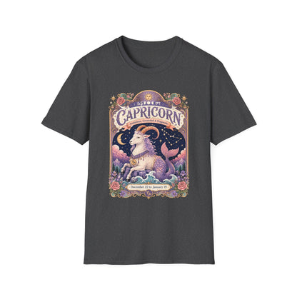 Capricorn Zodiac Softstyle T-Shirt – Celestial Sea Goat Artwork