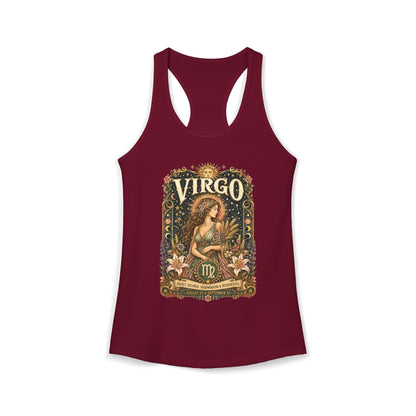 Virgo Zodiac Women's Racerback Tank – Ornate Maiden Artwork