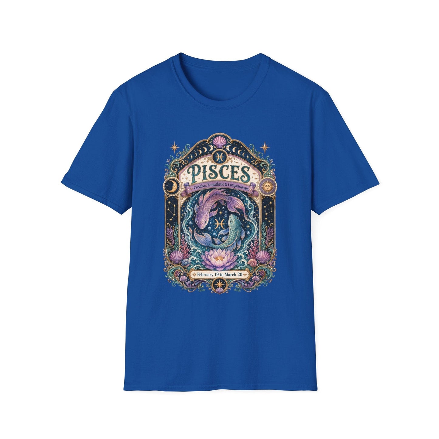 Pisces Zodiac Softstyle T-Shirt – Celestial Fish Artwork