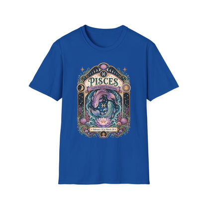 Pisces Zodiac Softstyle T-Shirt – Celestial Fish Artwork