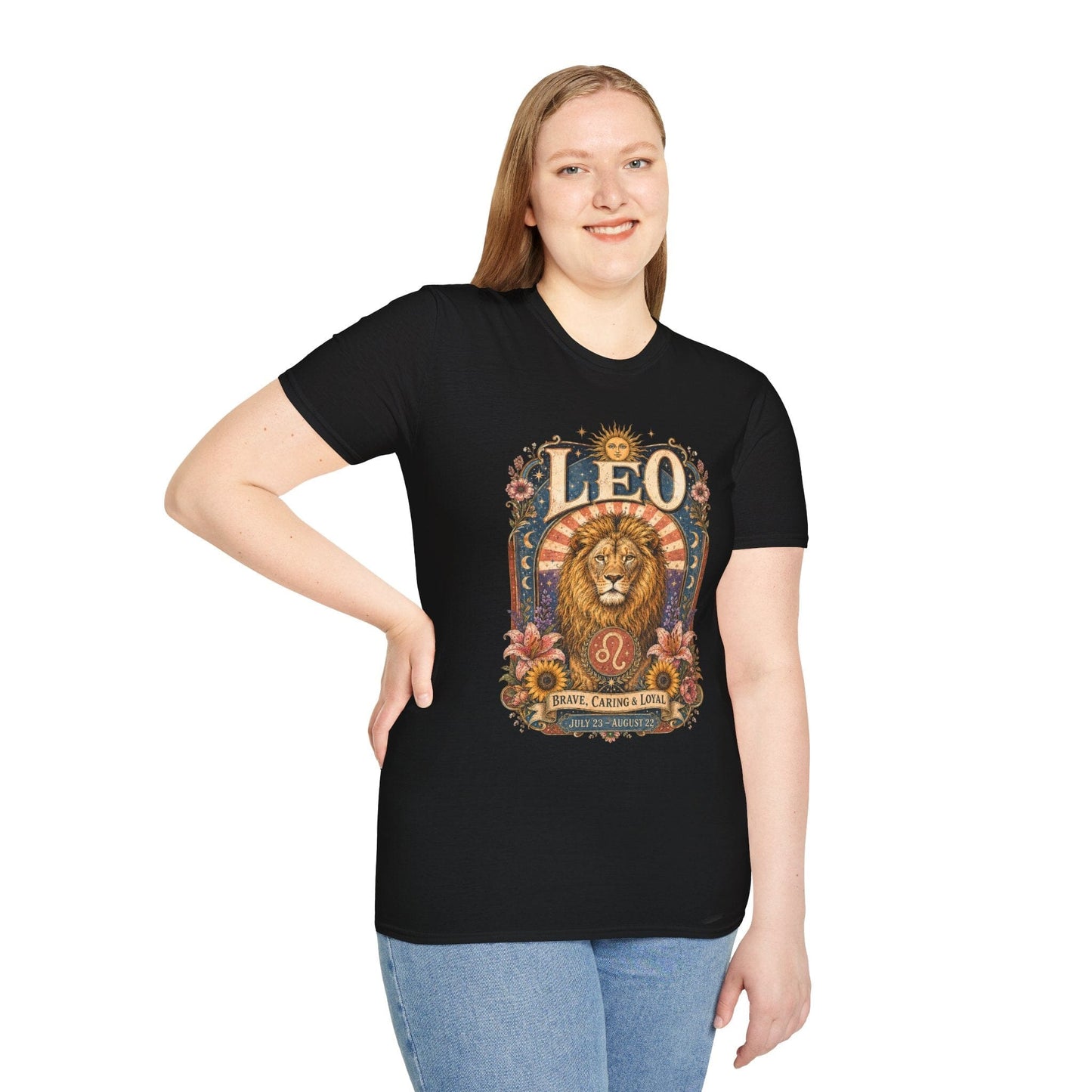 Leo Zodiac Softstyle T-Shirt – Celestial Lion Artwork